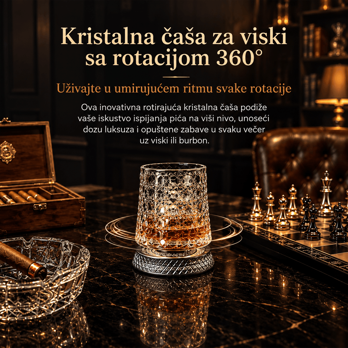 Crystal360 kristalna rotirajuća čaša za viski