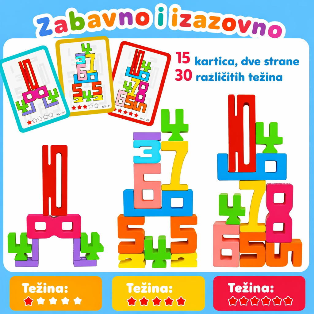Montessori drveni brojevi blokovi (20 kom)
