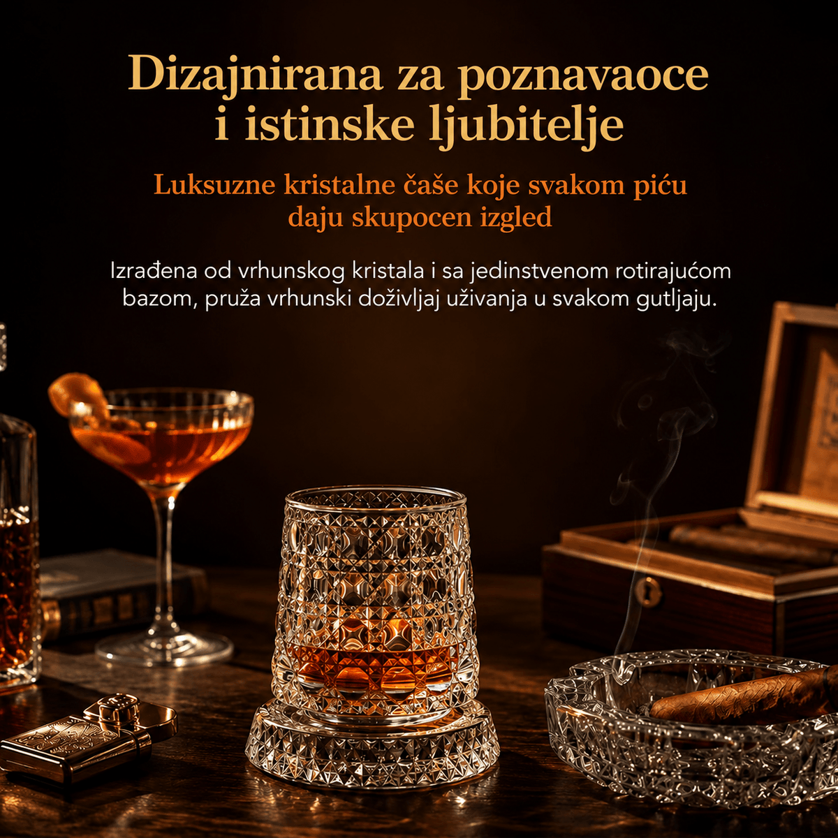 Crystal360 kristalna rotirajuća čaša za viski
