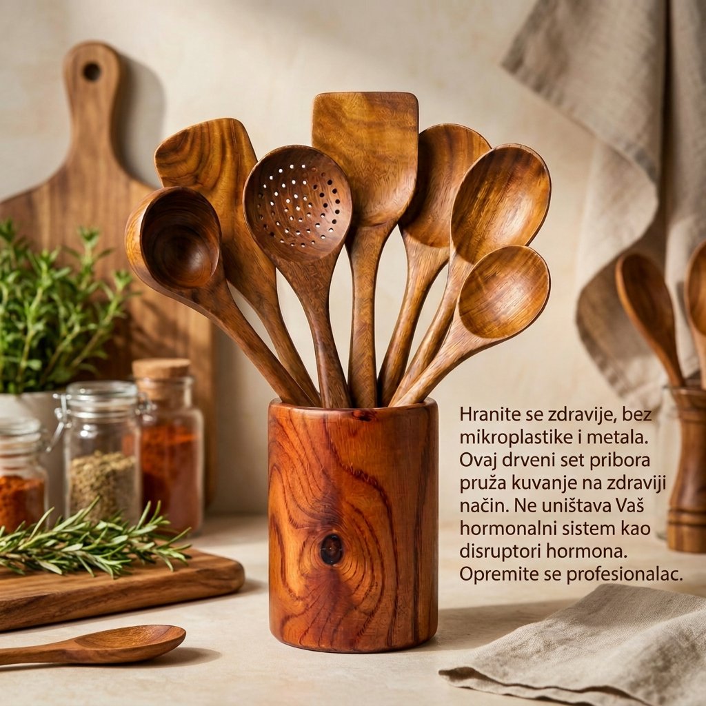 WoodSet drveni set pribora za kuvanje od 6 delova
