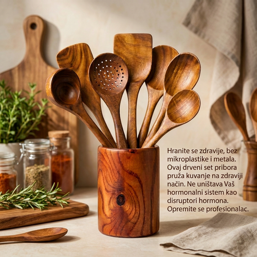 WoodSet drveni set pribora za kuvanje od 6 delova