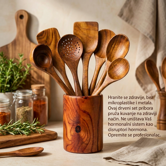 WoodSet drveni set pribora za kuvanje od 6 delova